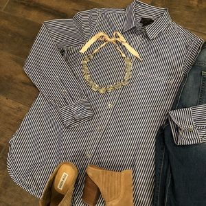 J. Crew Blue & White Striped Button Down Shirt 4